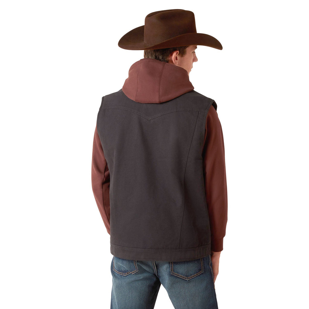 Ariat Men's Canvas Rancher Vest – Insulated Flannel-Lined Western Outdoor Vest